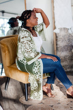 Load image into Gallery viewer, The Marsha - Green & Ivory Lace Kimono