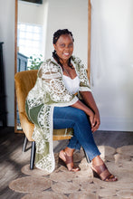 Load image into Gallery viewer, The Marsha - Green & Ivory Lace Kimono